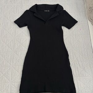 Nasty Gal Black Mini Dress with Collar